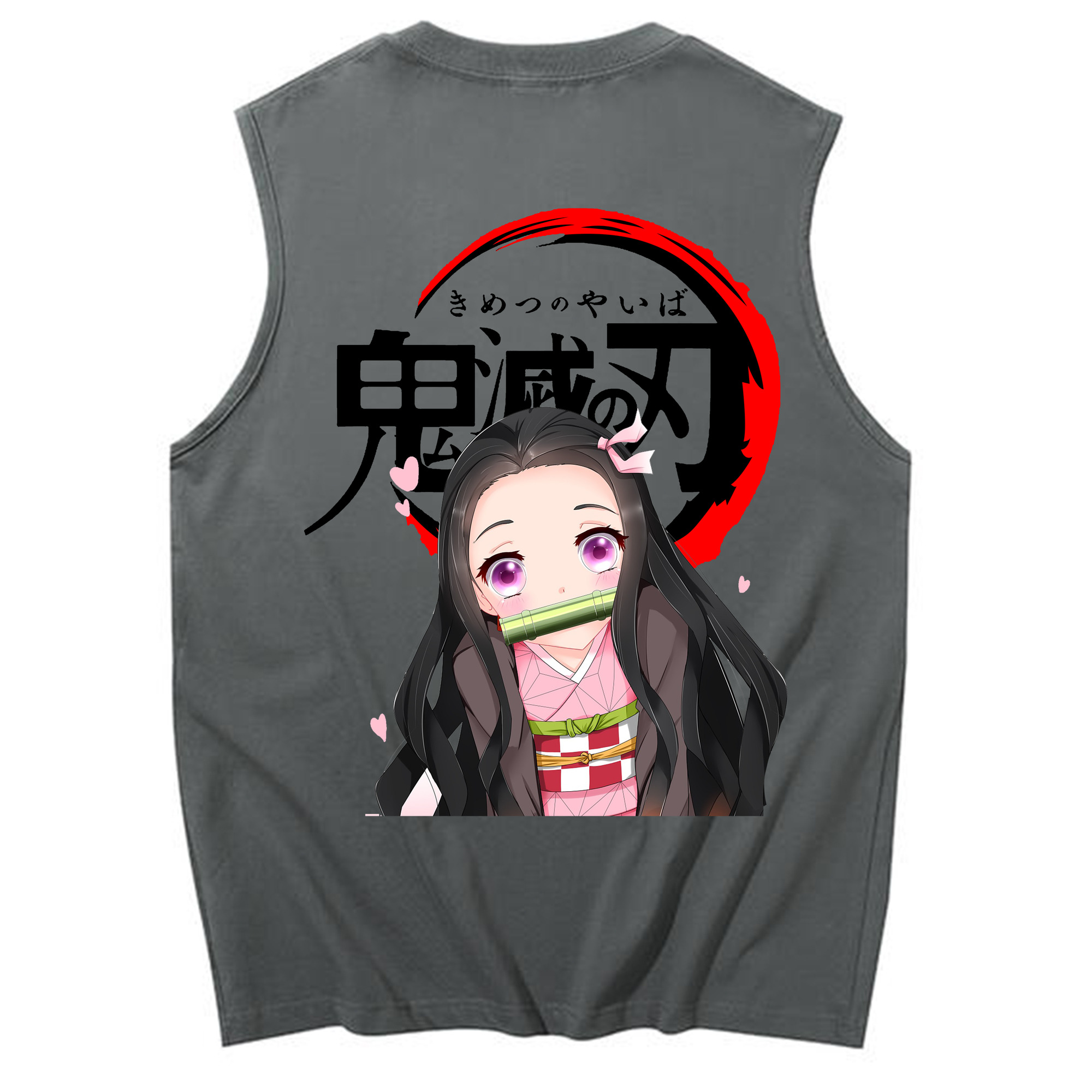 （画像用） 鬼滅の刃（きめつのやいば）竈門 禰󠄀豆子／かまど ねずこ Kamado Nezuko コットン100％タンクトップ（背面プリント）